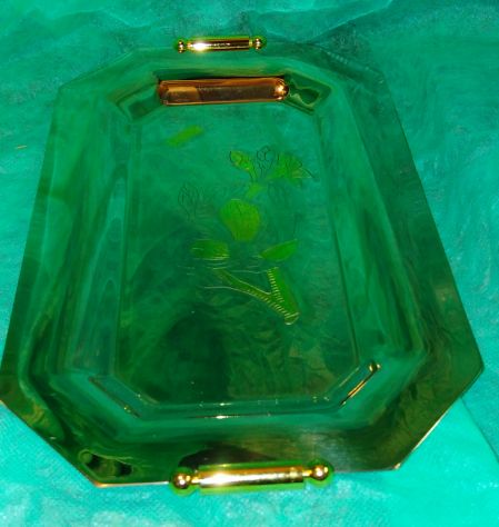 Due vassoi CHANTALL art.191, in acciaio inox con alcune placcature in oro 24kt. - Foto 3