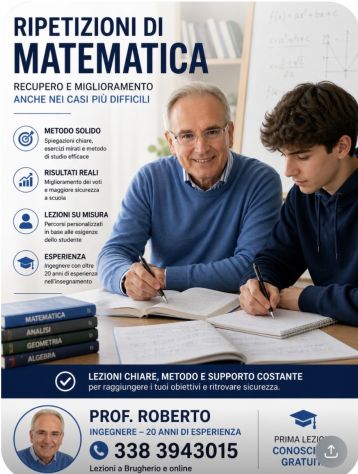 RIPETIZIONI di Matematica a Brugherio. Metodo di Studio. Ing. Roberto.