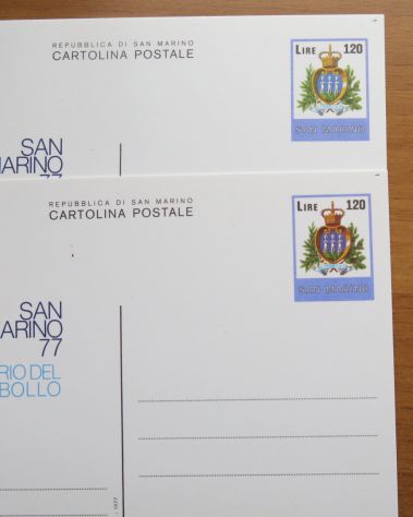 N° 2 CARTOLINE POSTALI SAN MARINO ANNO 1977 VARIETA' - - Foto 2