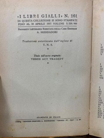 TRAGEDIA IN TRE ATTI di Agatha Christie 1937 Mondadori Libri Gialli Palmina - Foto 5