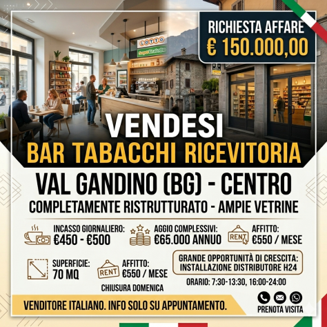 Affare, bar tabacchi in Val Gandino - rif. BAR541