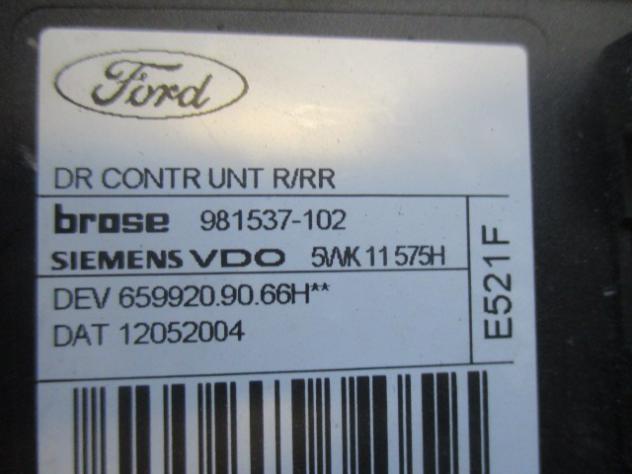 5WK11575H MOTORINO ALZACRISTALLO PORTA POSTERIORE DESTRA FORD FOCUS SW 1.6 D 80KW 5M 5P (2005) RICAMBIO USATO - Foto 2