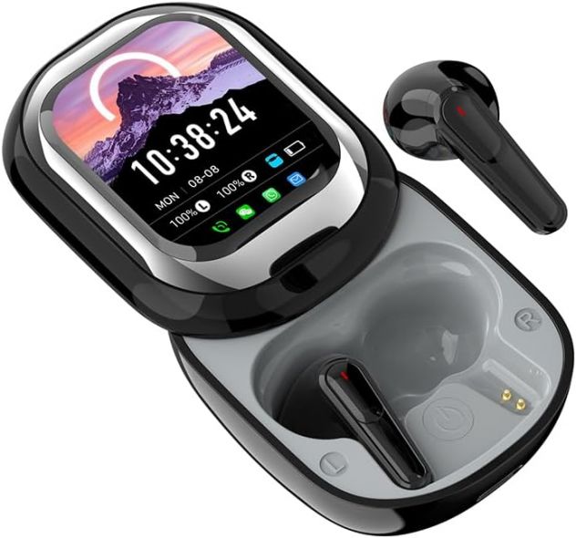 Cuffie Bluetooth ANC display 50h traduzione 24 lingue IPX impermeabili NERO
