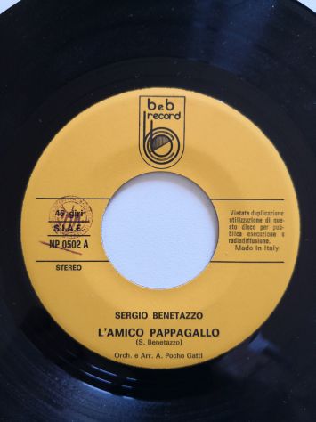 Disco 45 giri di S. Benetazzo - "L'amico pappagallo e Inno de i Brasiliani" 1981 - Foto 2