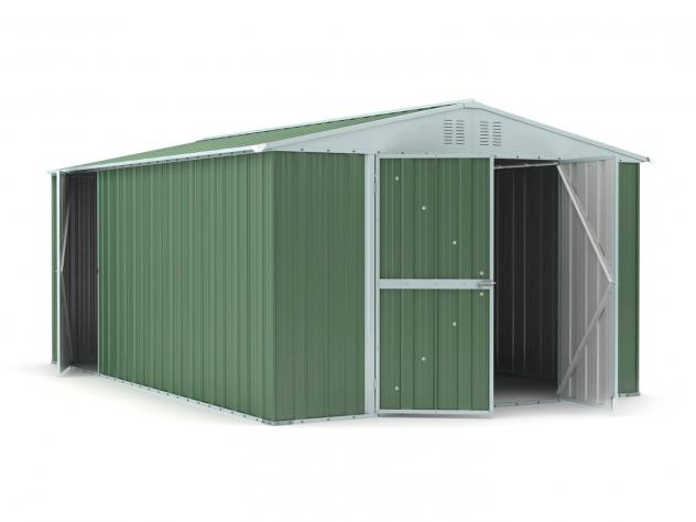 Box in Acciaio Zincato Casetta da Giardino in Lamiera 3.27 x 4.59 m x h2.17 m - 201 KG – 15,01 metri quadri – VERDE - Foto 3