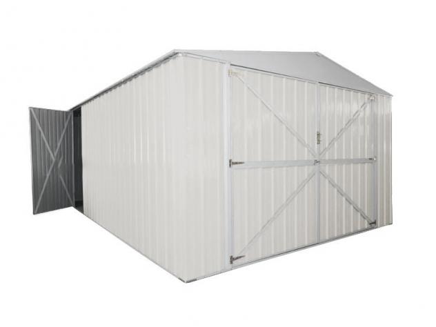 Box prefabbricato, casetta da giardino in lamiera zincata. Capanno ricovero attrezzi o deposito/garage auto in Acciaio 3.60 x 5.14 m x h2.32 m - Peso - Foto 2