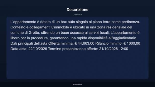 Immobile in asta di 70 m², box auto in vendita a Grotte - Foto 4