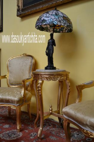 Tris di coppia di poltrone e tavolino stile Luigi XV - Foto 10