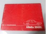 ALFA ROMEO ALFETTA 2000 L USO E MANUTENZIONE ORIGINALE