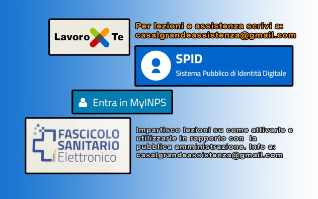 Docente per Spid, fascicolo sanitario, MyInps, LavoroPerTe, Ag.Entrate