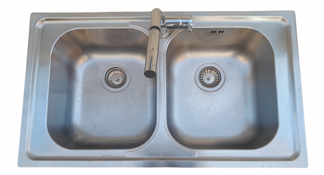 Lavello a doppia vasca in Acciaio inox Completo è inossidabile