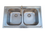 Lavello a doppia vasca in Acciaio inox Completo è inossidabile