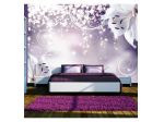 Fotomurale Adesivo Fiori Eleganti Su Sfondo Viola Opaco ARREDALACASA