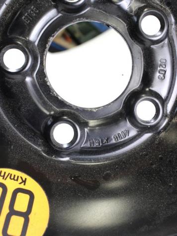 46756194 RUOTINO DI SCORTA CONTINENTAL T125/80 R15 95M ALFA ROMEO 147 1.9 D 85KW 5M 5P (2003) RICAMBIO USATO CON CERCHIO IN FERRO DA 15 POLLICI 5 FORI - Foto 8