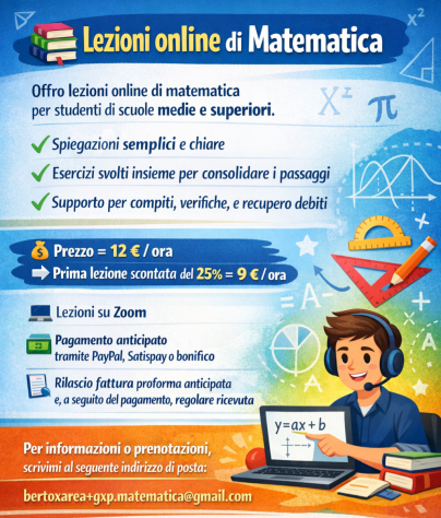 Lezioni online di Matematica (con sconto del 25%)