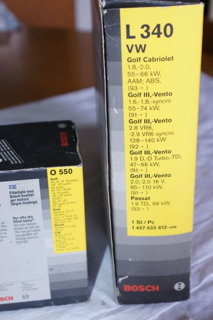 filtri olio e aria bosch golf 3