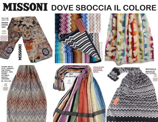TELI SPUGNA MISSONI 6 MODELLI CM. 150 X 100 , UNISEX .