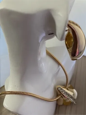 Set Collana + Orecchini dorati con brillanti incastonati - Foto 2