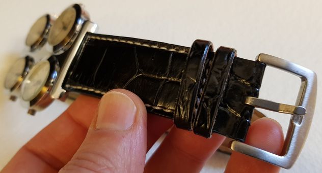 Orologio a 4 quadranti indipendenti in acciaio cinturino in pelle - Foto 6