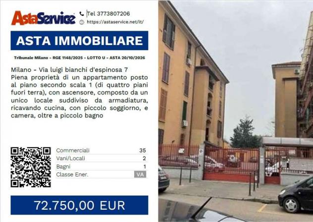 1148/2025 U MI - Tribunale Milano - RGE 1148/2025 - LOTTO U - ASTA 20/10/2026
