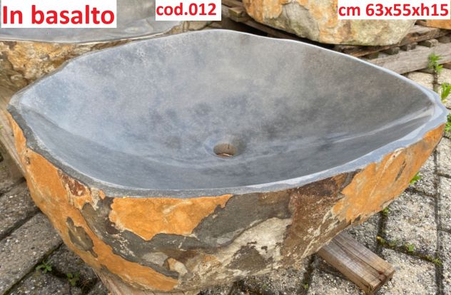 Grande lavabo lavandino bagno in pietra basalto - Foto 9