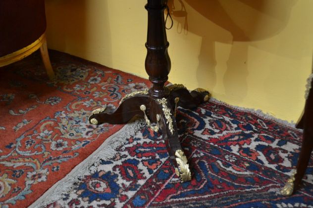 Tavolino tondo con piano in marmo stile Napoleone III - Foto 7