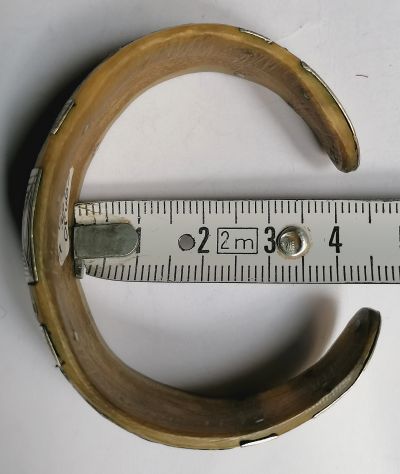 COPPIA RARI ANTICHI BRACCIALI TRIBALI TUAREG IN CORNO E ARGENTO. - Foto 10