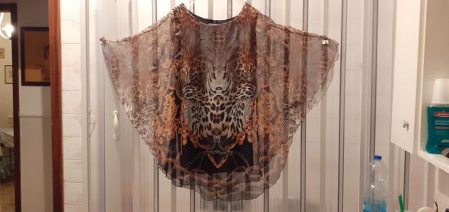 Vestito Caftano leggero trasparente motivi esotici - sottovestito elasticizzato - Foto 3