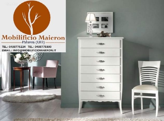 Mobili Classici Cassettiera in Legno cod 002 Color Bianco per Arredi Classici
