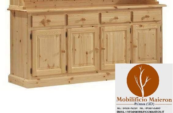 Mobili Rustici in Legno Credenza 4 Ante cod 300 Per Taverne Case Montagna Nuove
