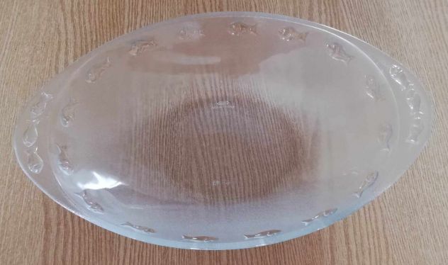 Pirofila trasparente Kraft con decorazioni di pesciolini, in pratica nuova