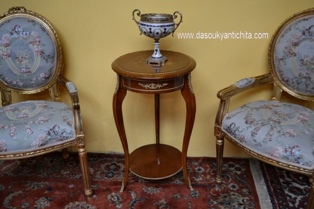 Tavolino da centro intarsiato stile Luigi XV - Foto 9