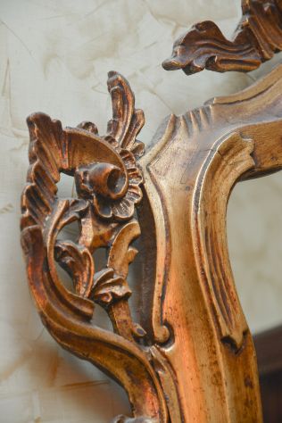 Antica Specchiera da Parete in Legno Massello Scolpito e Dorato - Stile Rococò - Foto 3