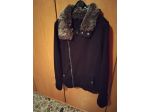 Giubbotto felpa nero con collo pelo marca Benetton taglia L