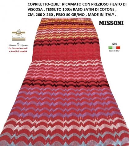 COPRILETTI QUILT TRAPUNTINE MISSONI MATRIMONIALI 3 modelli - Foto 7