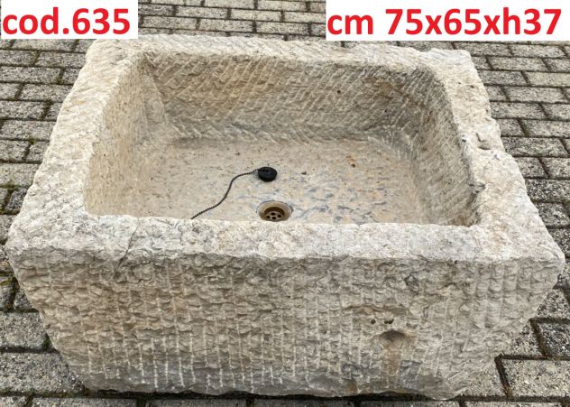 Lavello fontana vasca rustico in pietra - Foto 2