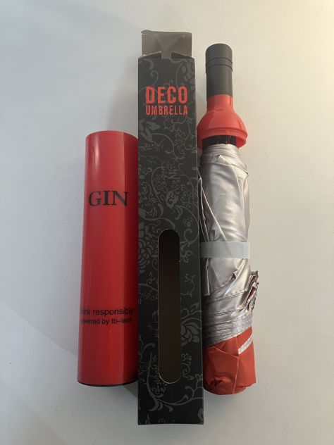 Ombrello a forma di bottiglia di GIN - Rosso