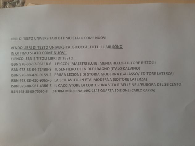 LIBRI DI TESTO UNIVERSITA' BICOCCA - IN OTTIMO STATO, COME NUOVI - Foto 3