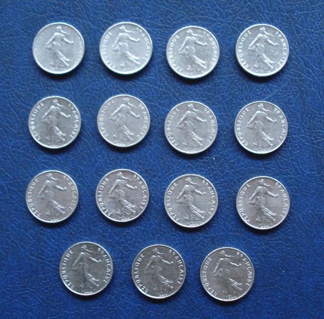 lotto 189 - Francia 1/2 mezzo franc 15 monete anni diversi vedi foto e descrizio - Foto 2