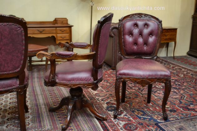 Trittico di poltrone da studio stile inglese Vittoriano - Foto 9