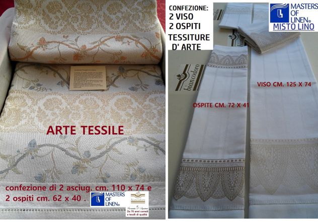 Asciugamani fiandra di lino tessuti a telaio 2 + 2