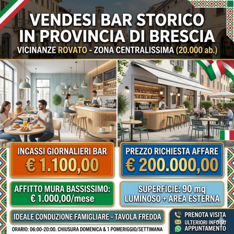 Bar Caffetteria Tavola Fredda vicinanze Rovato - rif. BAR540