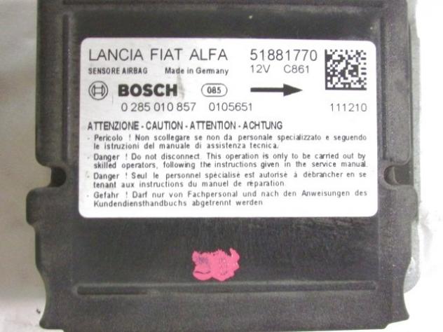 51881770 KIT AIRBAG FIAT DOBLO 1.3 D 66KW 5M 2P (2012) RICAMBIO USATO 0285010857 7354968570 - Foto 2
