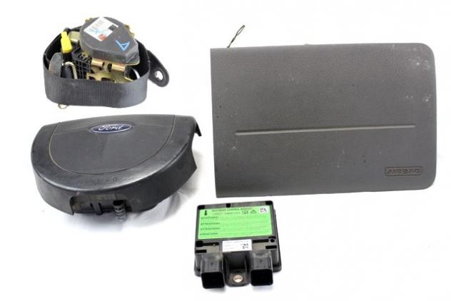 2S6T-14B056-EN KIT AIRBAG FORD FUSION 1.4 D 50KW 5M 5P (2003) RICAMBIO USATO CON PRETENSIONATORE CINTURA DI SICUREZZA ANTERIORE SINISTRA, CENTRALINA A
