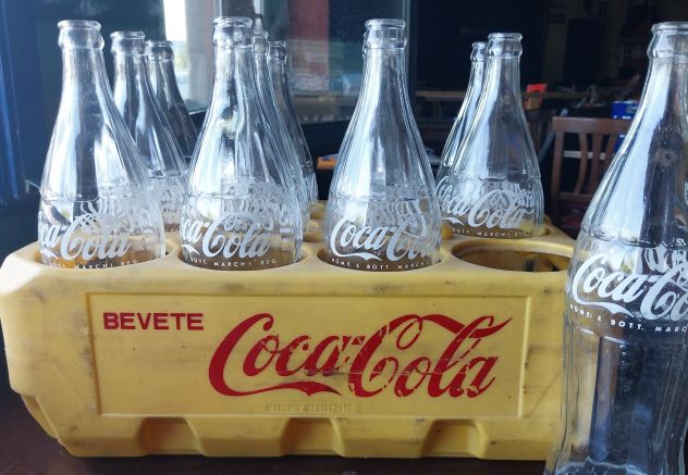 CASSA PORTABOTTIGLIE COCA COLA con BOTTIGLIE IN VETRO