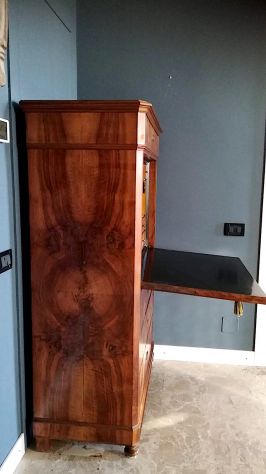 SECRETAIRE RIBALTA RADICA NOCE ORIGINALE EPOCA VENEZIA 1870 PERFETTO RESTAURATO - Foto 4
