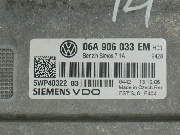 06a906033em ECU vw volkswagen golf 1.6 06a906033em 5wp40322 03 simos 7.1a - Foto 2