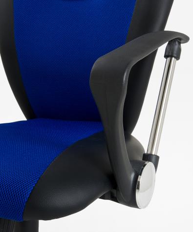 POLTRONA UFFICIO ERGONOMICA GIREVOLE IN MESH/ECOPELLE NERO BLU - DIREZIONALE MODELLO SMART - NUOVA - Foto 3