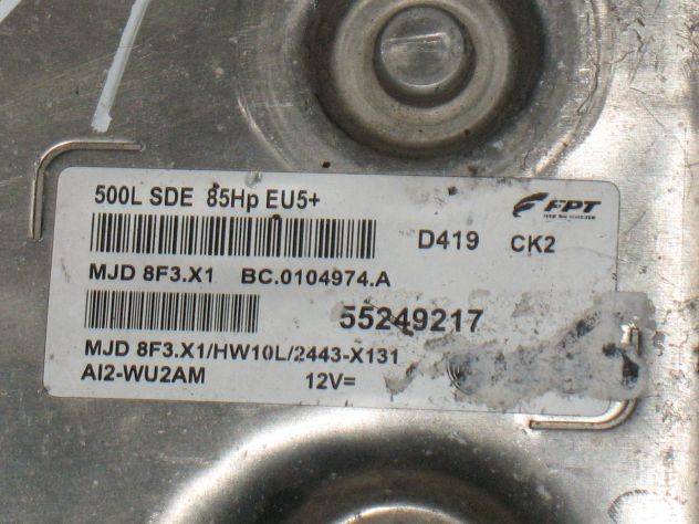 55249217 ECU CENTRALINA MOTORE FIAT 500L 85HP MJD 8F3.X1 HW10L MJD 8F3.X1 - Foto 2