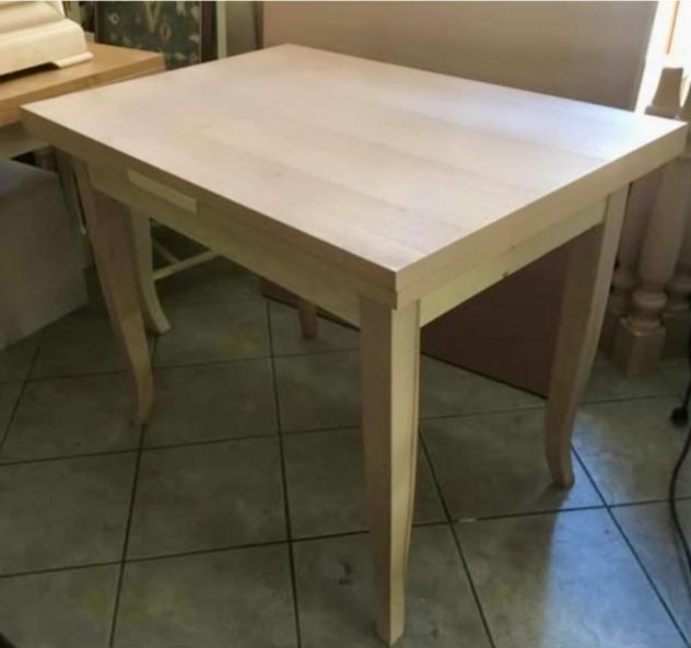 Tavolo allungabile  in legno grezzo da colorare artigianato italiano - Foto 3